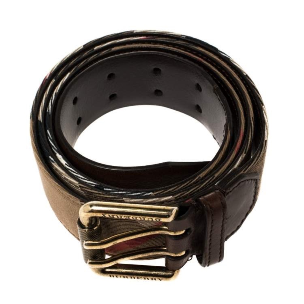 Burberry
Burberry Beige/Brown House Check Canvas and Leather Buckle Belt 100 CM - Picture 2 of 8